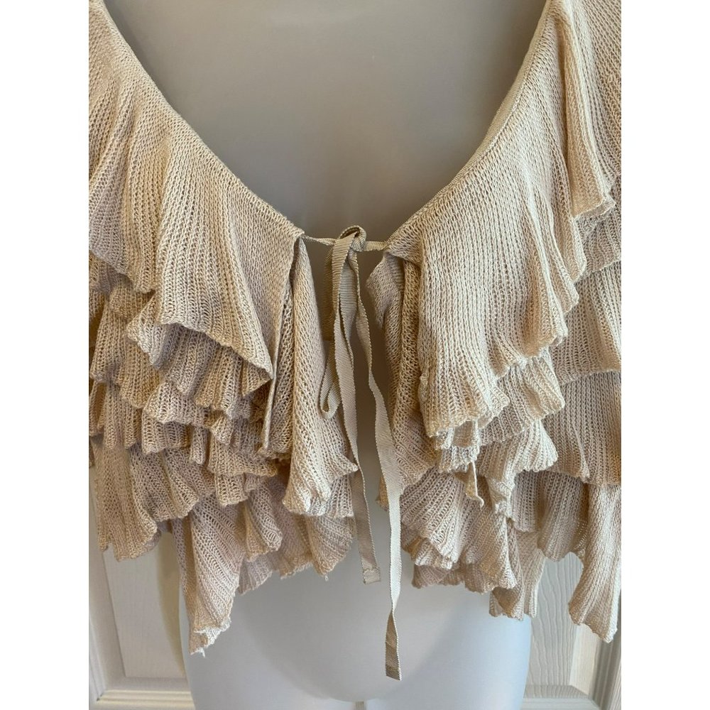 Moth Ladies Cropped Short Sleeve Ruffle Front Cardigan Size M/L - Picture 4 of 8